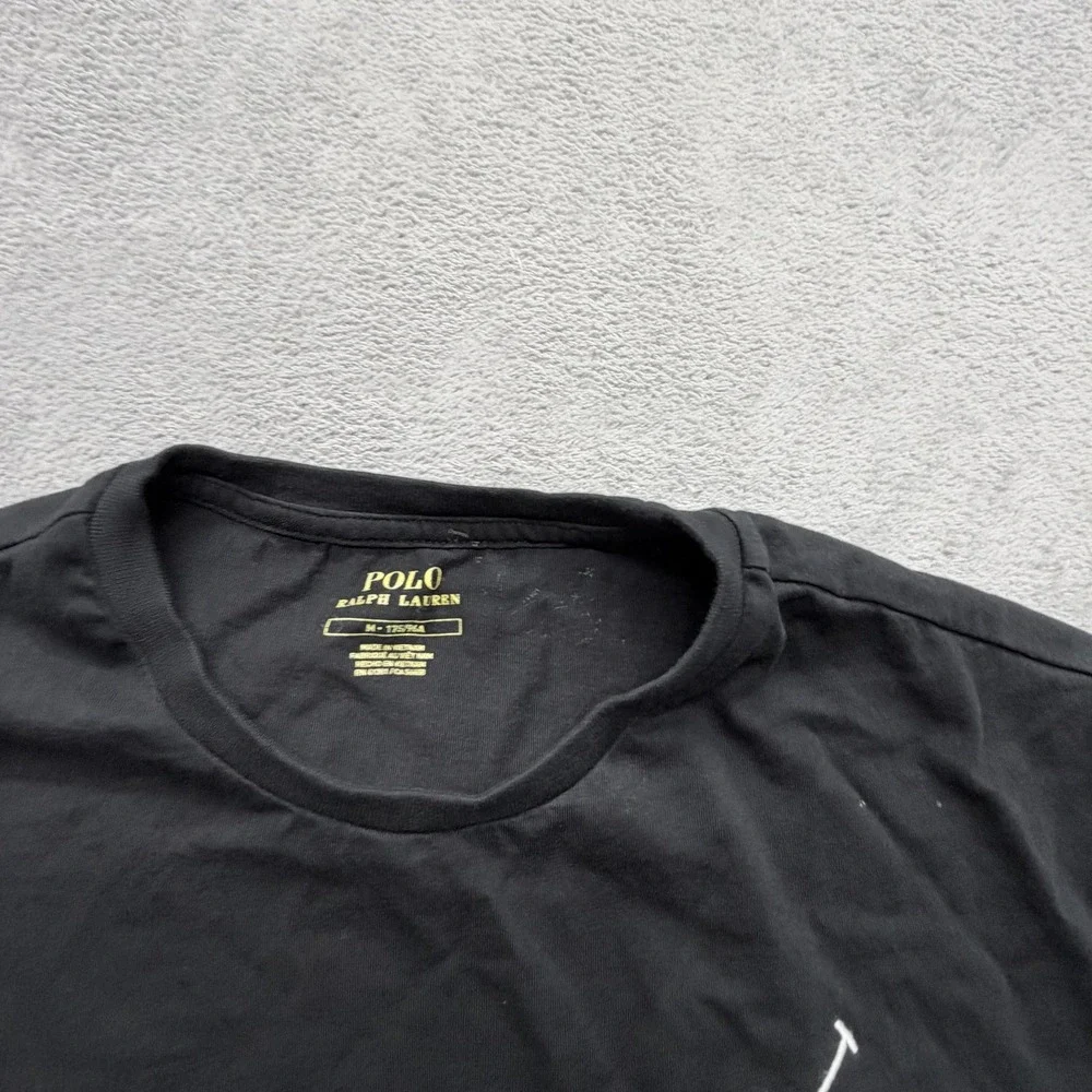 Polo Ralph Lauren Shirt Mens M Black Embroidered Big Pony Crewneck Cotton